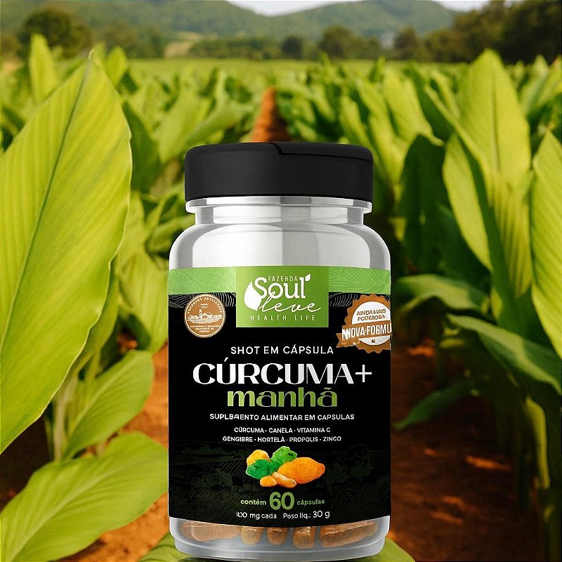 Shot em capsula Cúrcuma+ Manhã com Cúrcuma, Canela e Hortelã (60 Caps)