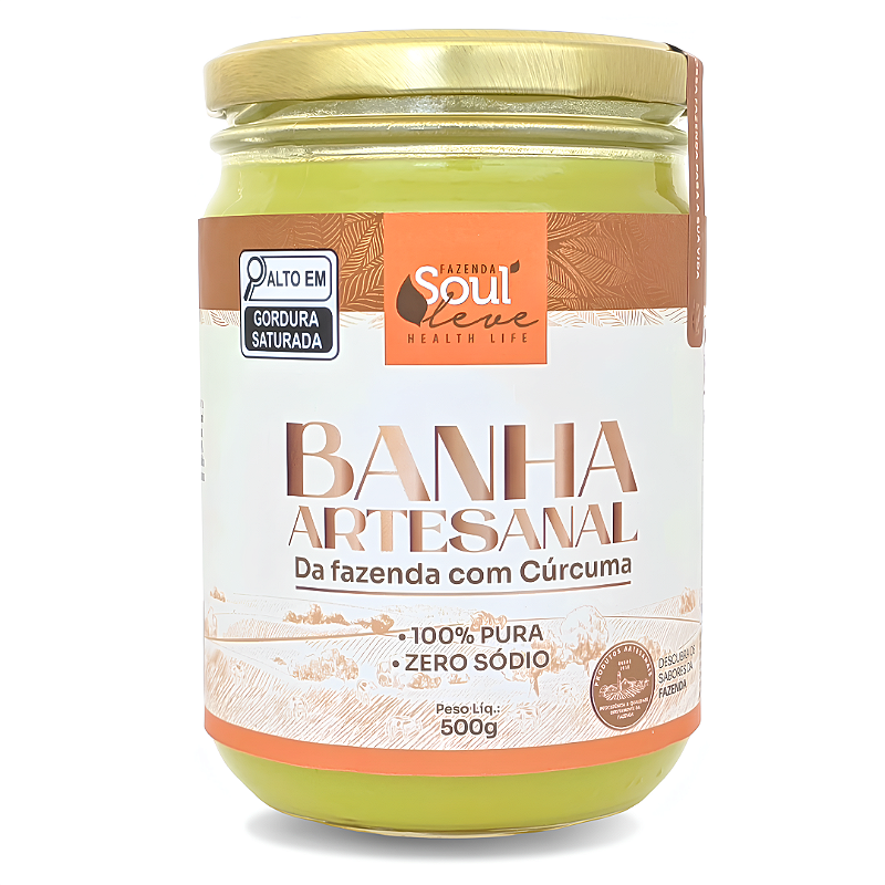 Banha Integral com cúrcuma 500g - Fazenda Soul Leve