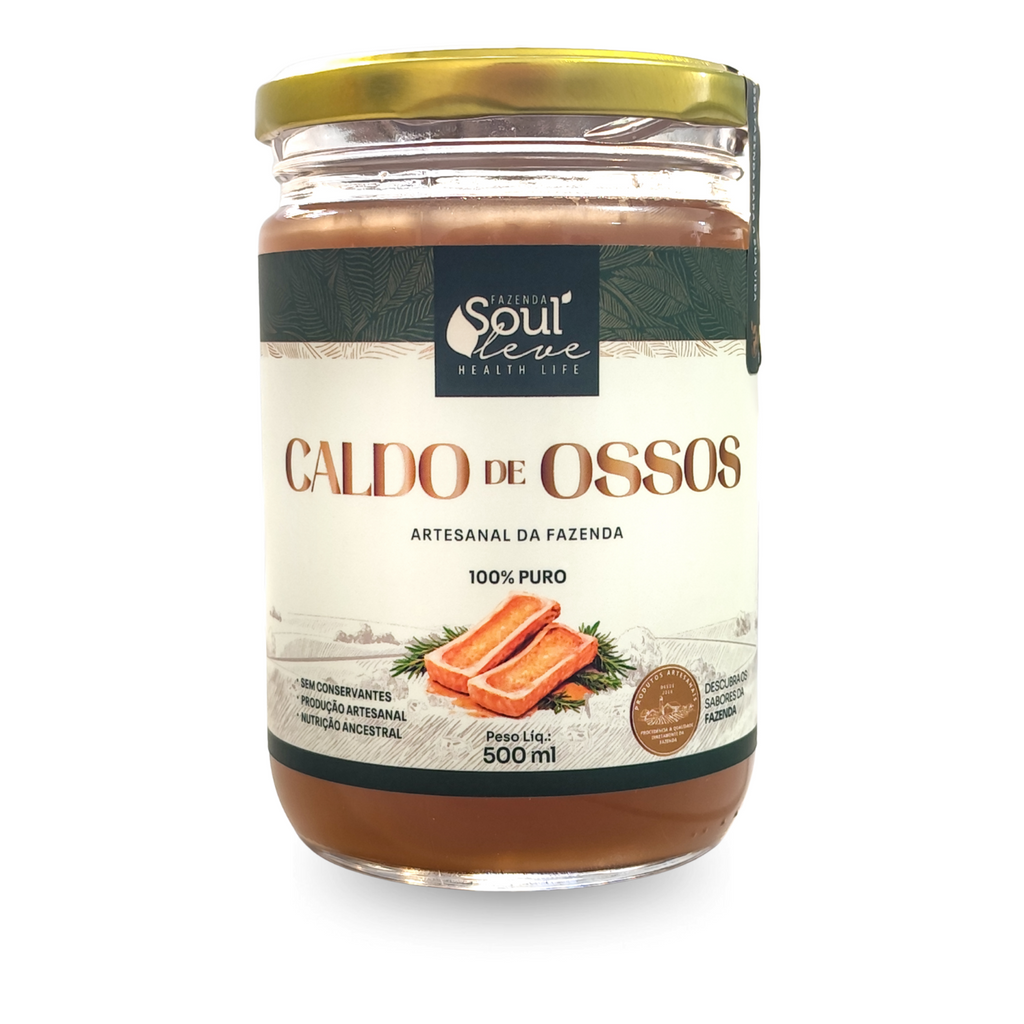 Caldo de Ossos Artesanal 500ml | 48h de Cocção | Rico em Colágeno Natural