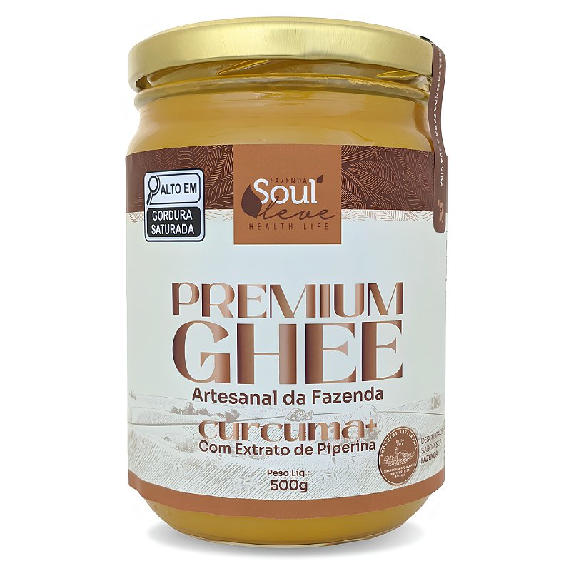 Manteiga Ghee de Nata Cúrcuma + Piperina 500 g Fazenda Soul Leve - embalagem principal