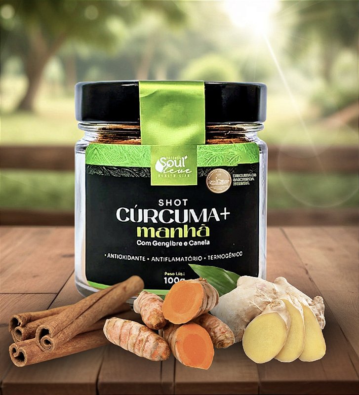 Kit 3 Shot Cúrcuma+ Manhã - Com gengibre e canela (100g)- Fazenda Soul Leve