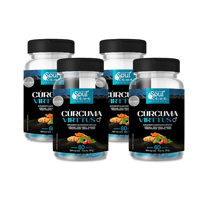 Kit 4 Cúrcuma VIRTTUS em Capsulas