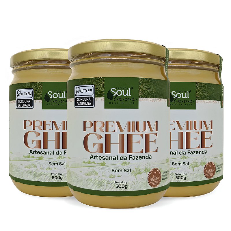 Kit 3 Ghee sem sal 500g - Fazenda Soul leve