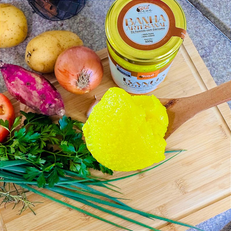 Banha Integral com cúrcuma 500g - Fazenda Soul Leve