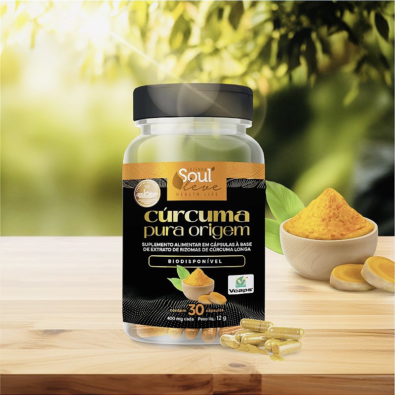 Cúrcuma Pura de Origem em Capsula - Fazenda Soul Leve