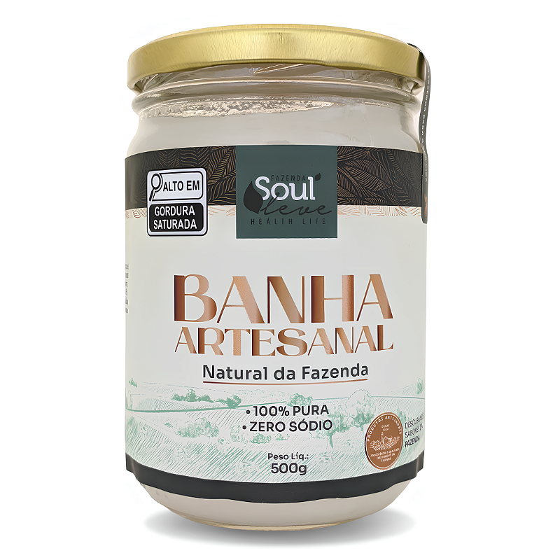 Banha Integral Pura 500 g Fazenda Soul Leve - embalagem principal