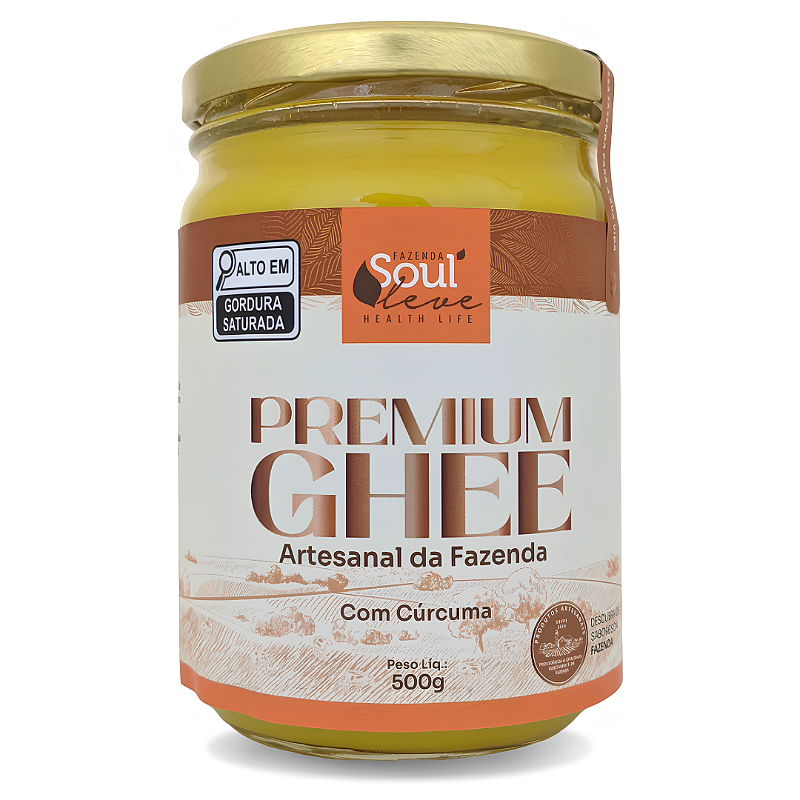 Manteiga Ghee de Nata com Cúrcuma 500 g Fazenda Soul Leve - embalagem principal