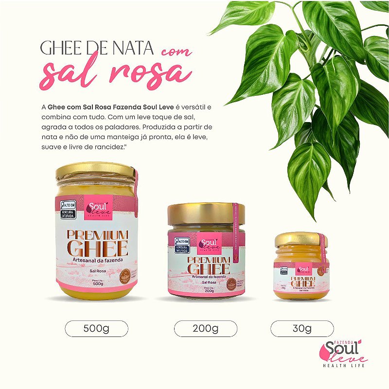 Kit 3 Manteigas Ghee de Nata com Sal Rosa 500 g Fazenda Soul Leve - imagem 4