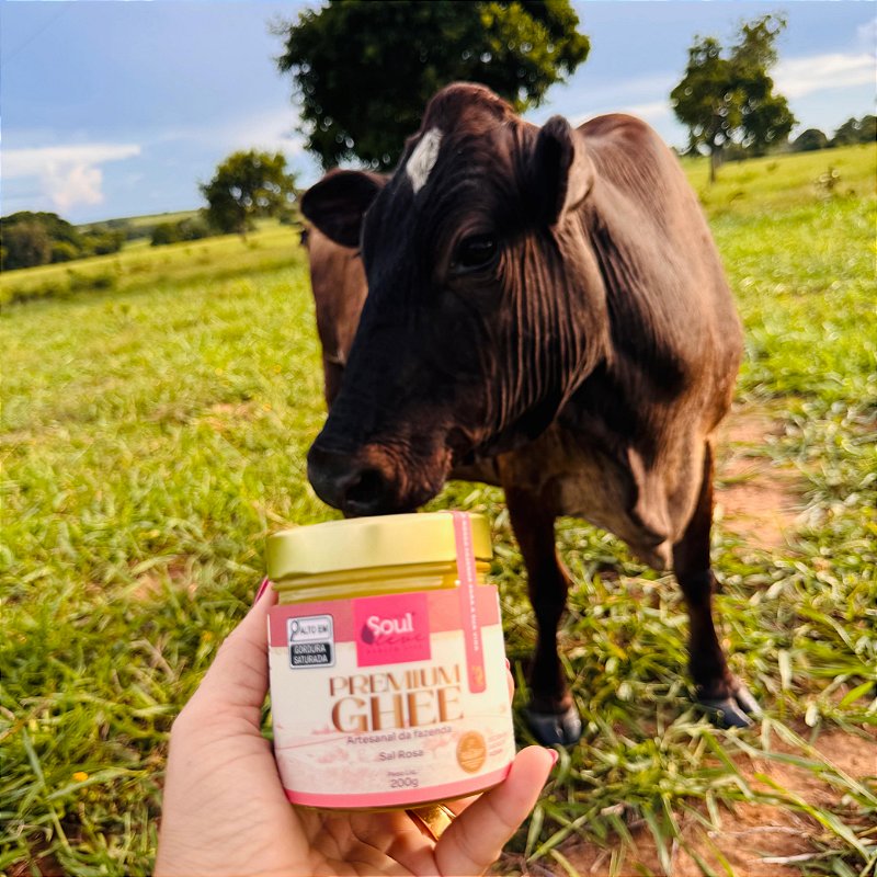 Manteiga Ghee de Nata 200g com sal Rosa - Fazenda Soul Leve