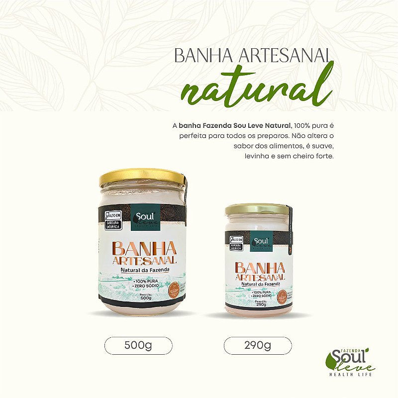 Banha Integral Pura 500g - Fazenda Soul Leve