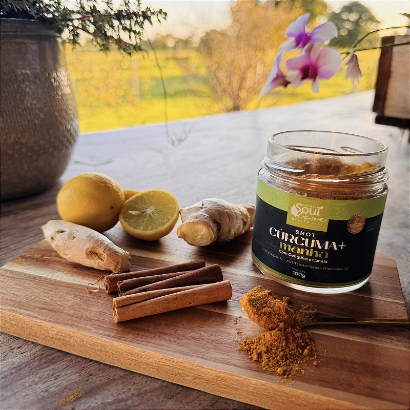 Kit 3 Shot Cúrcuma+ Manhã - Com gengibre e canela (100g)- Fazenda Soul Leve