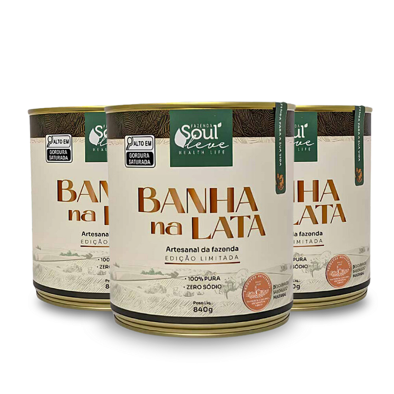Kit 3 Banhas na Lata 840 g Fazenda Soul Leve - embalagem principal