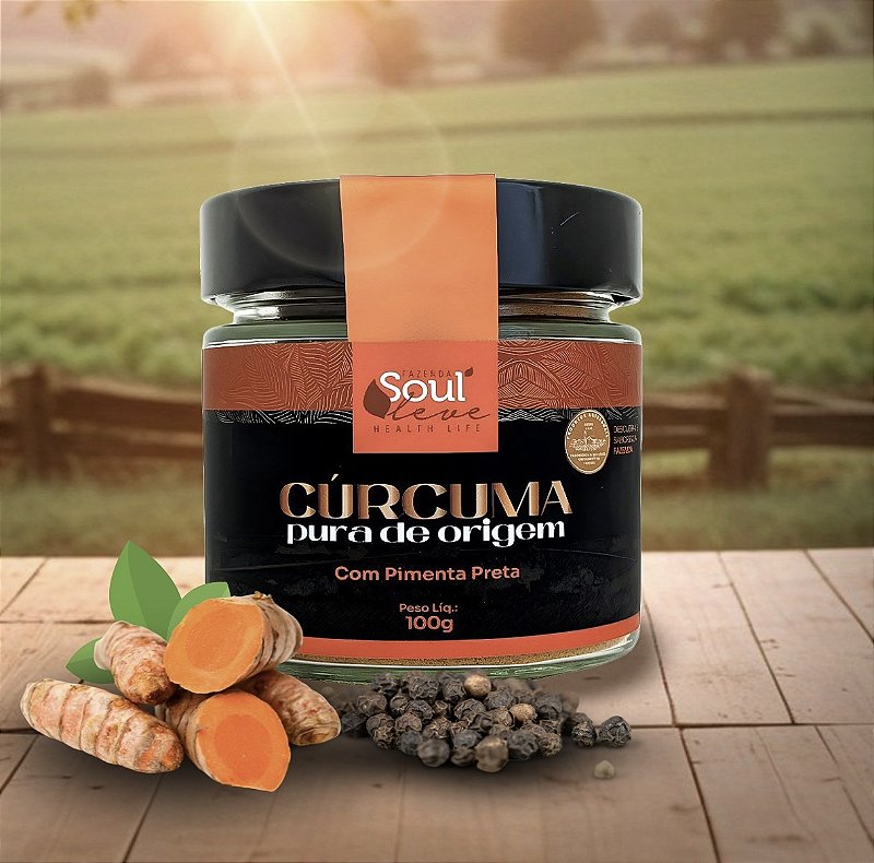 Cúrcuma Pura de Origem com Pimenta Preta 100G - Fazenda Soul Leve