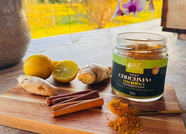 Shot Cúrcuma+ Manhã - Com gengibre e canela (100g)- Fazenda Soul Leve.