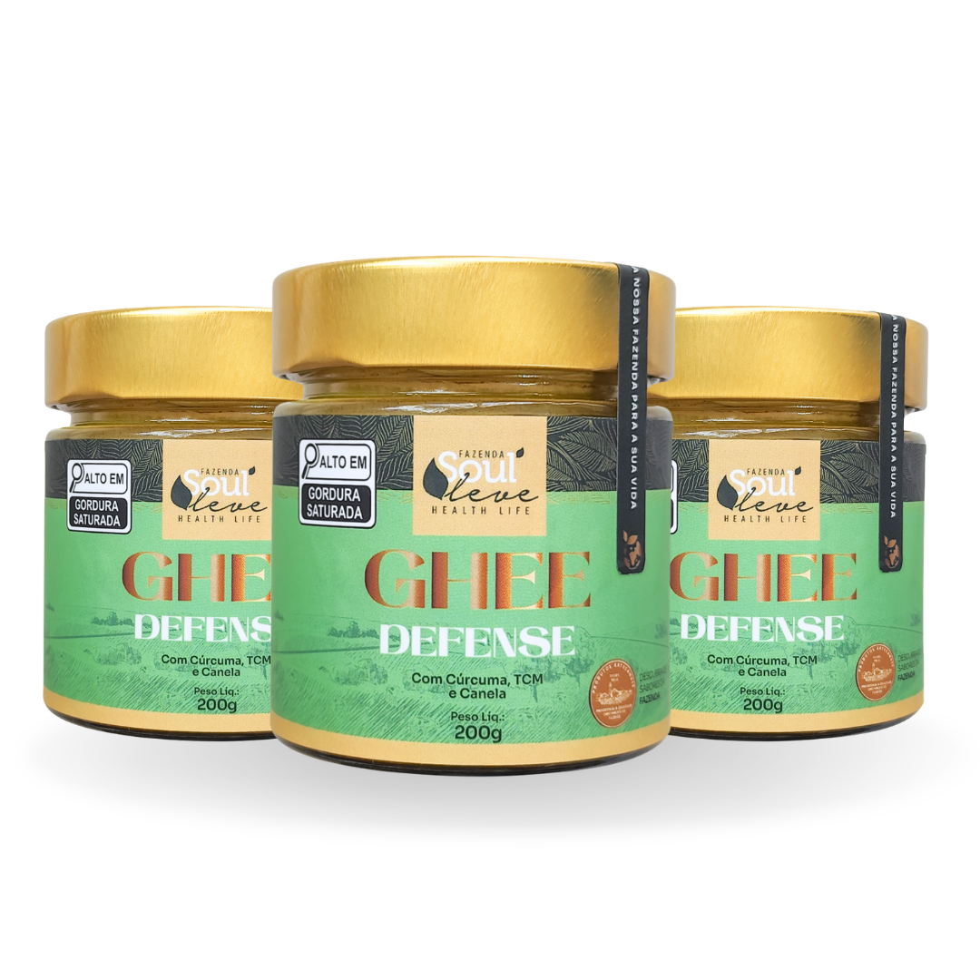 Kit 3 Ghees Defense com Cúrcuma, Óleo de Coco, Canela e Pimenta Preta 200 g - Fazenda Soul Leve