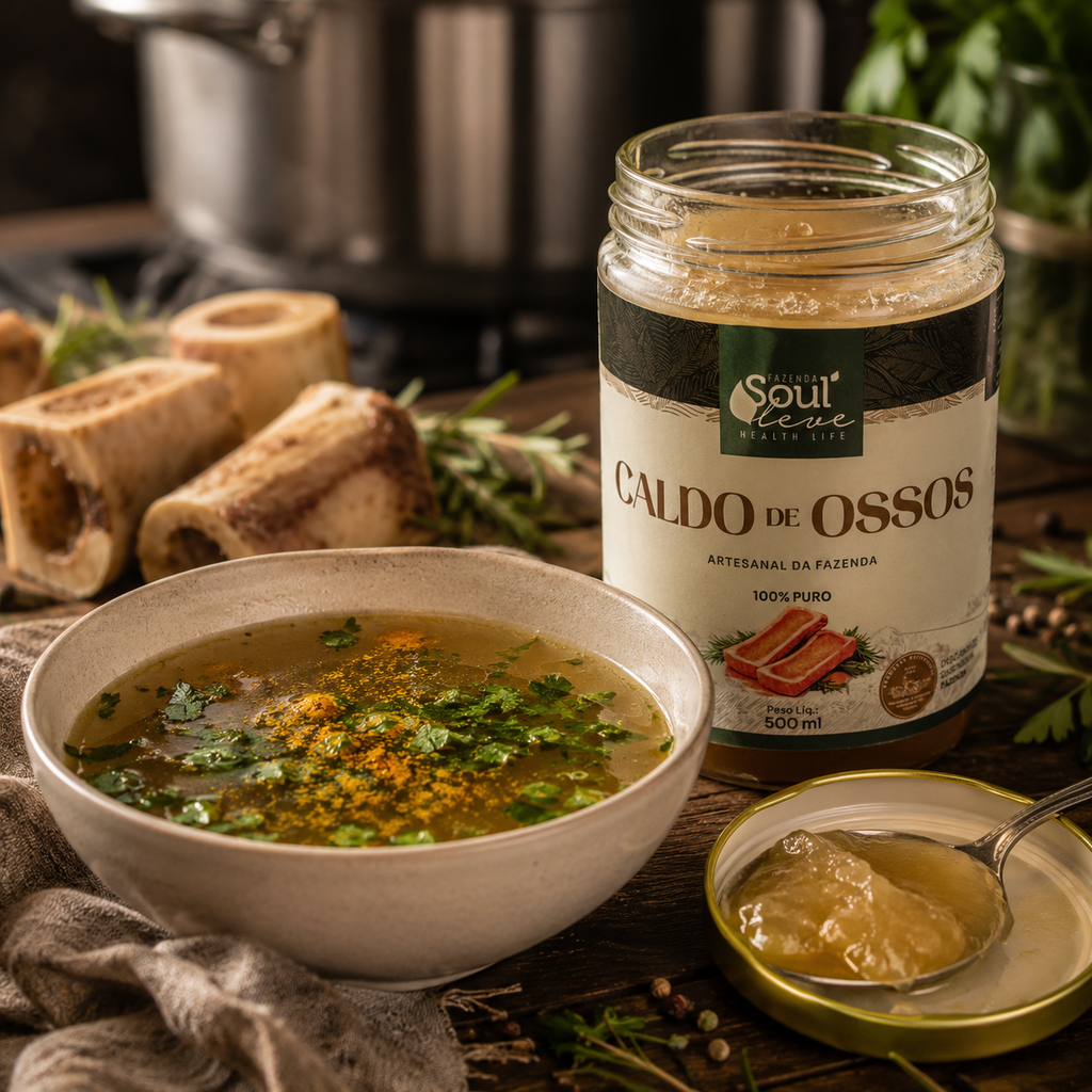 Caldo de Ossos Artesanal 500ml | 48h de Cocção | Rico em Colágeno Natural