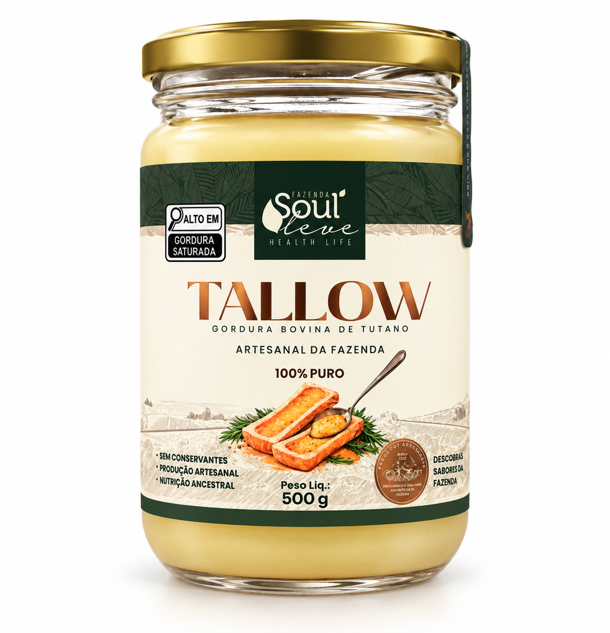 Tallow de Tutano Bovino 500 g - Fazenda Soul Leve