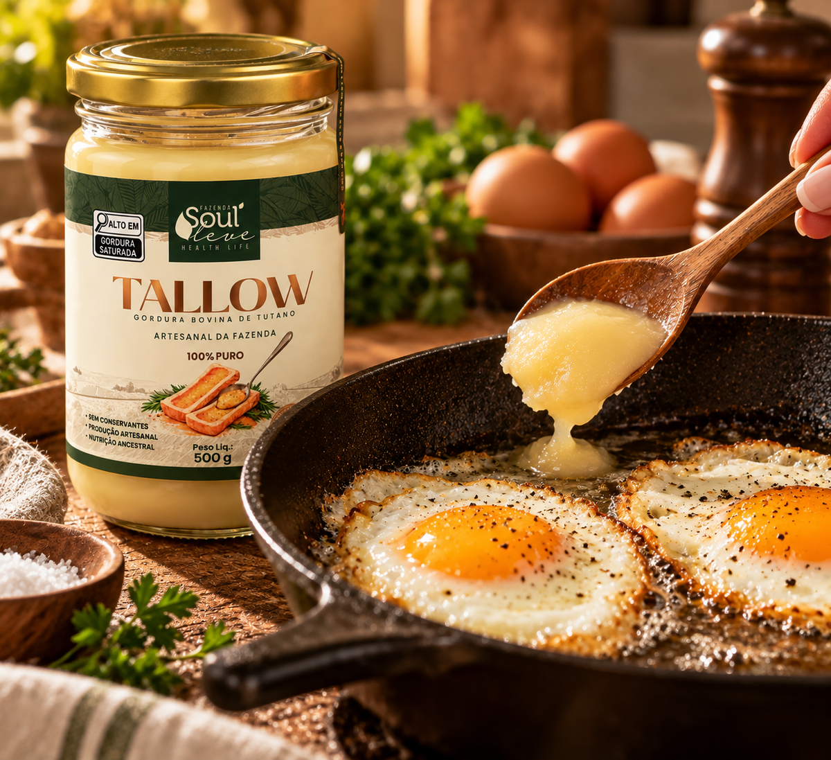 Tallow de Tutano Bovino 500 g - Fazenda Soul Leve
