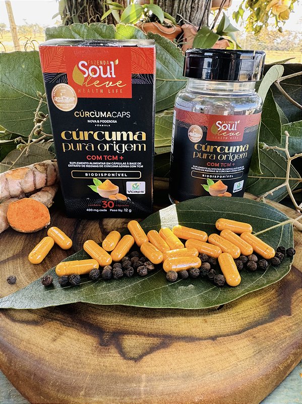 Cúrcuma Pura de Origem em Capsula com TCM + Pimenta Preta