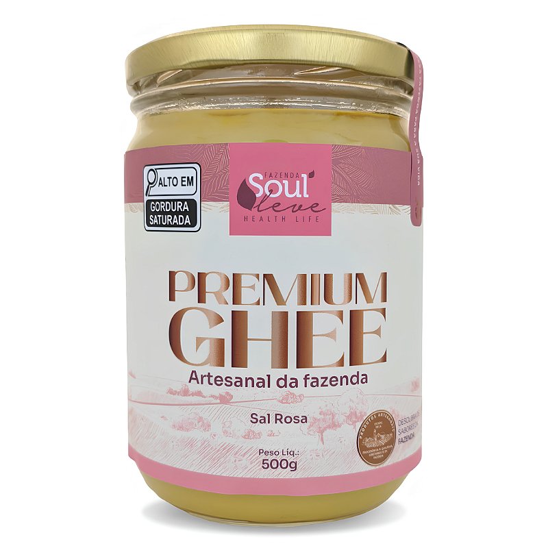 Manteiga Ghee de Nata com Sal Rosa 500 g Fazenda Soul Leve - embalagem principal