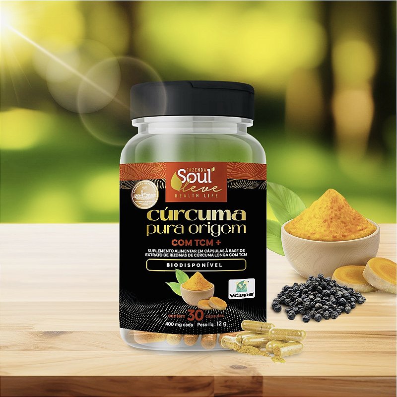 Cúrcuma Pura de Origem em Capsula com TCM + Pimenta Preta