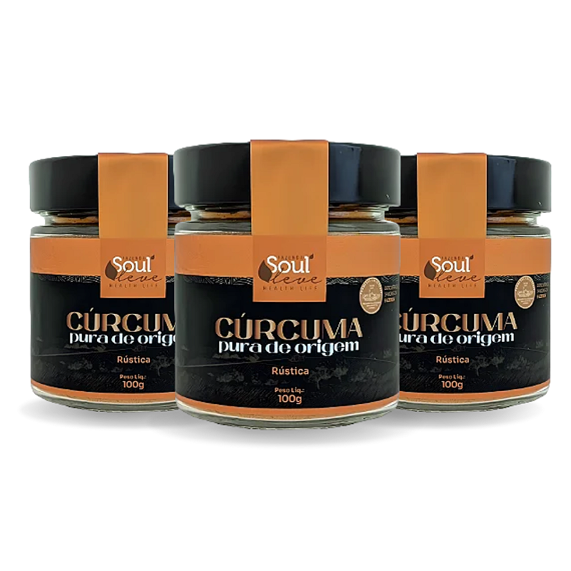 Kit 3 Cúrcuma Pura de Origem em Pó 100g - Fazenda Soul Leve