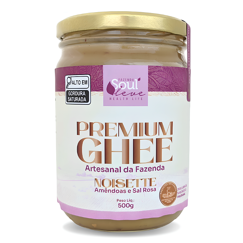 Ghee de Nata Noisette com Amêndoas e Sal Rosa 500 g Fazenda Soul Leve - embalagem principal