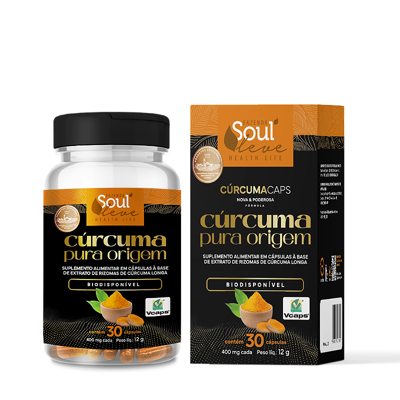 Cúrcuma Pura de Origem em Cápsulas Fazenda Soul Leve - embalagem principal