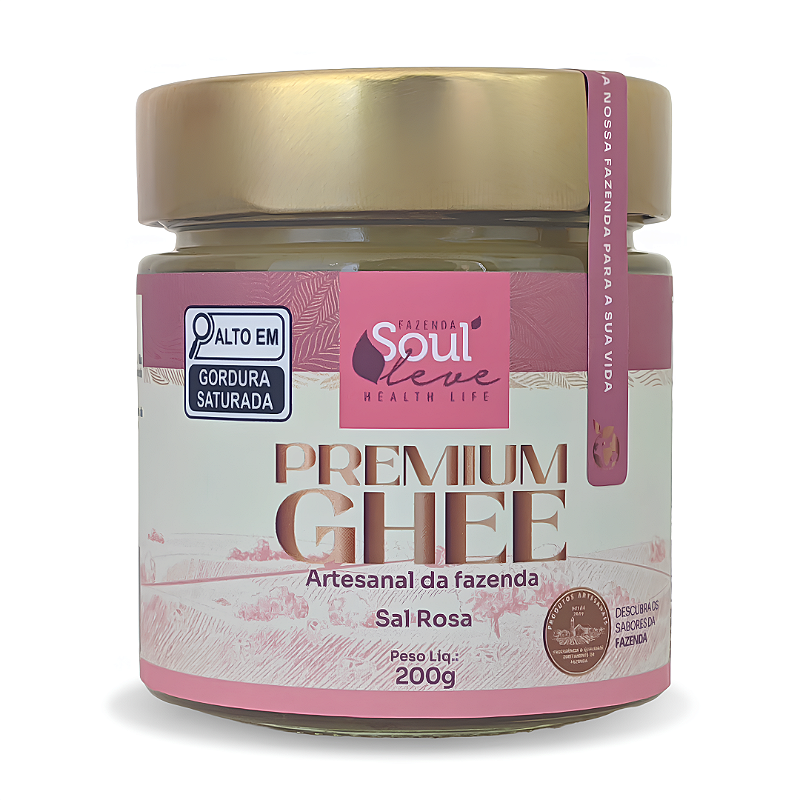 Manteiga Ghee de Nata 200g com sal Rosa - Fazenda Soul Leve