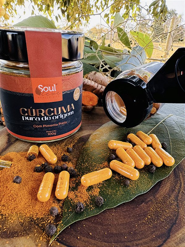 Cúrcuma Pura de Origem em Capsula com TCM + Pimenta Preta