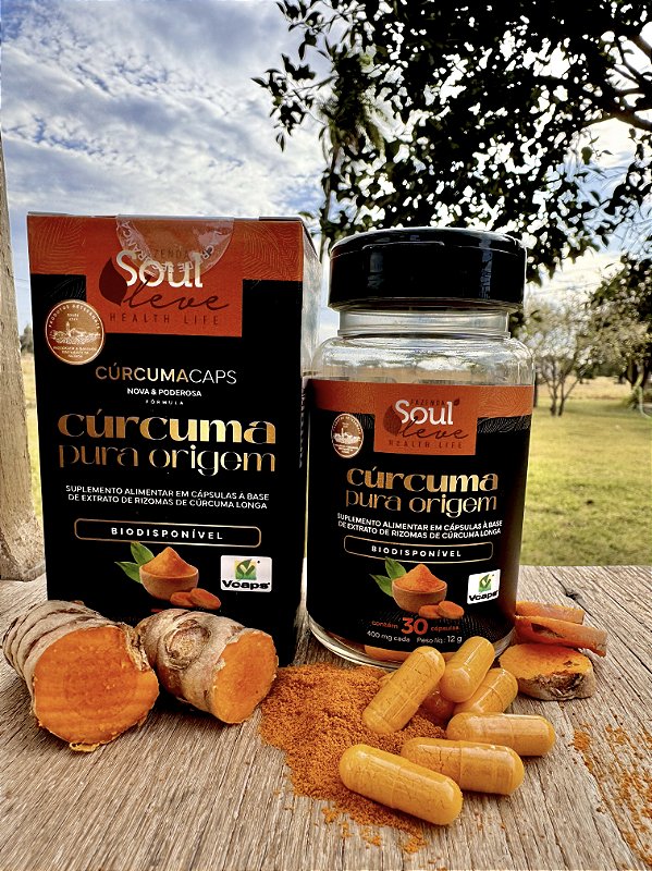 Cúrcuma Pura de Origem em Capsula - Fazenda Soul Leve