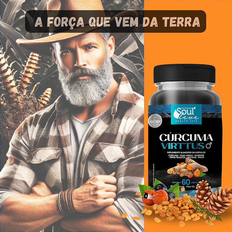 Cúrcuma Virttus em Cápsulas para Performance Masculina Fazenda Soul Leve - imagem 4