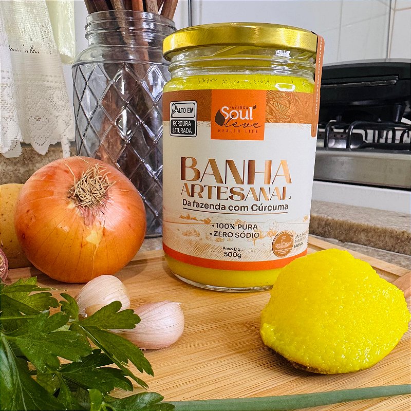 Banha Integral com cúrcuma 500g - Fazenda Soul Leve