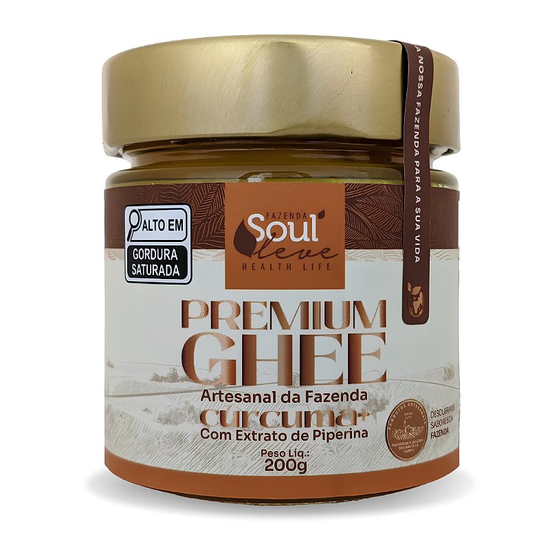 Manteiga Ghee de Nata Cúrcuma + Piperina 200 g Fazenda Soul Leve - embalagem principal