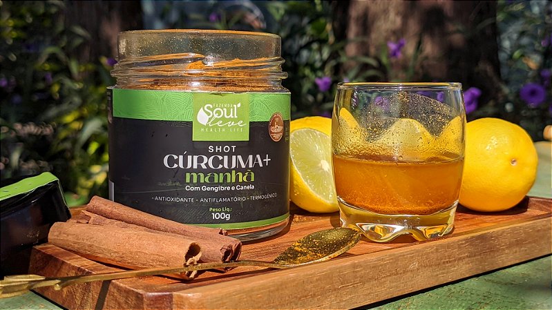 Kit 3 Shot Cúrcuma+ Manhã - Com gengibre e canela (100g)- Fazenda Soul Leve